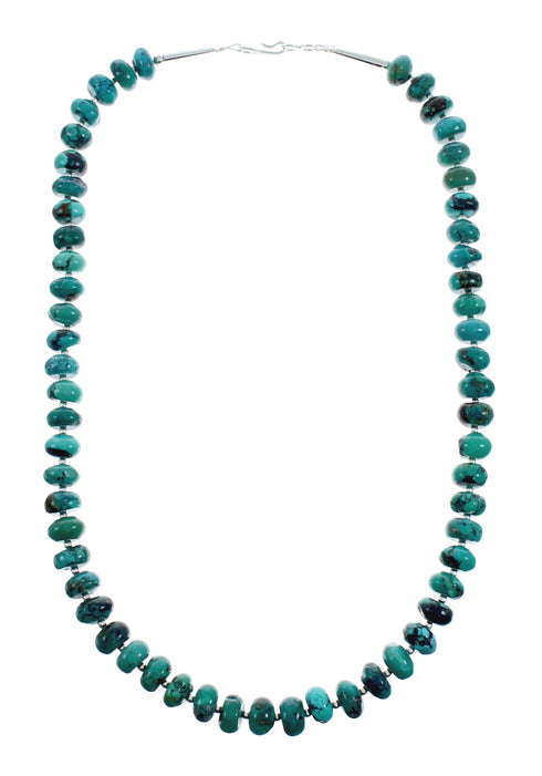 Turquoise Sterling Silver Navajo Pendant Bead Necklace X10640